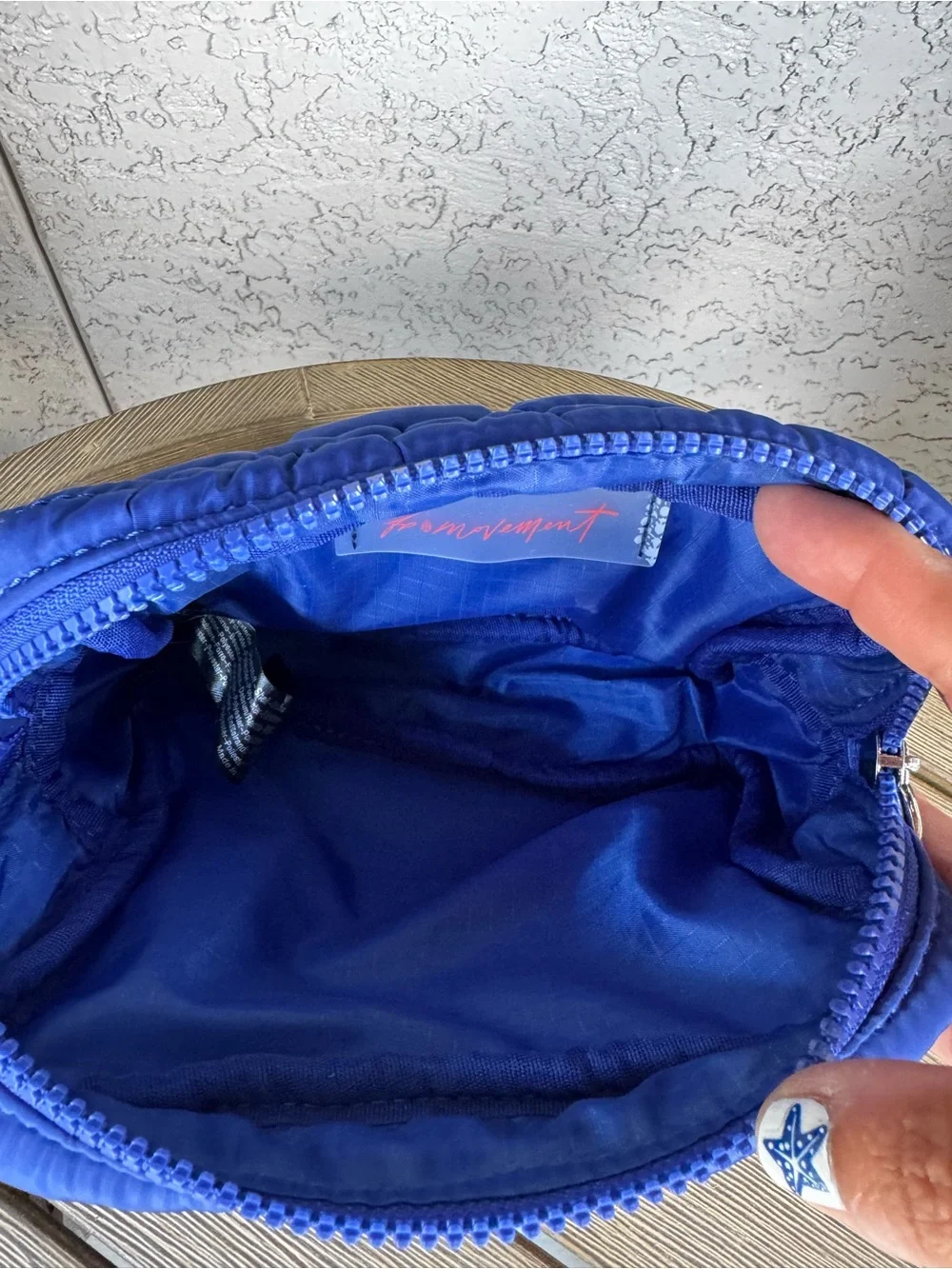 Free People Cosmetic Quilted Blue Wristlet Pouch New with Tags